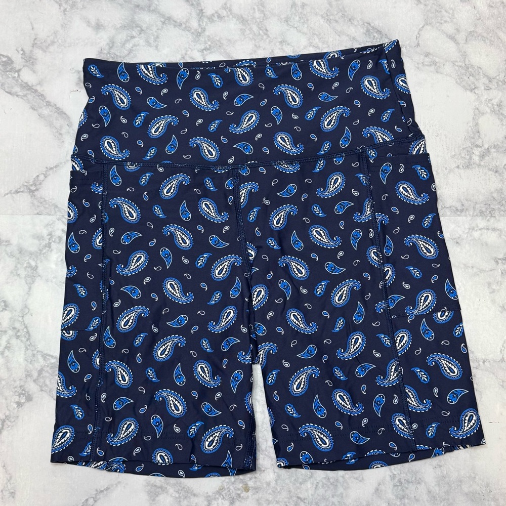 Blue Paisley Print Shorts